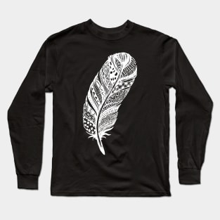 Zentangle Tribal Feather Drawing Long Sleeve T-Shirt